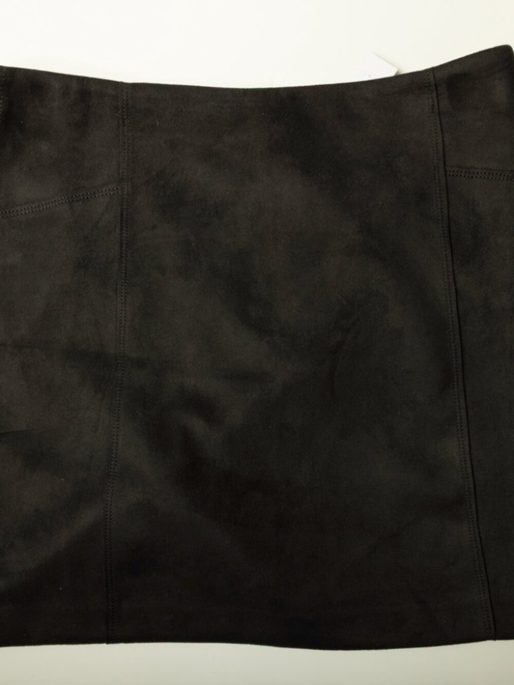 LOFT Black Faux Suede Mini Skirt NWT | Size 14 | Panel Seaming | Back Zip